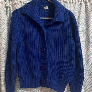 J. Crew Blue Chunky Knit Cardigan Sweater